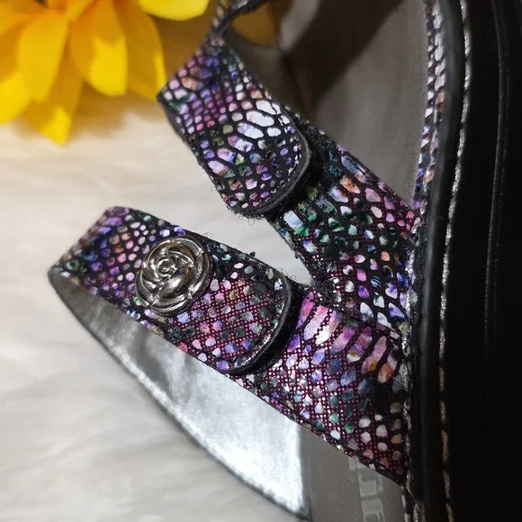 Alegria Multicolor Snake Print Sandals - Picture 10 of 12